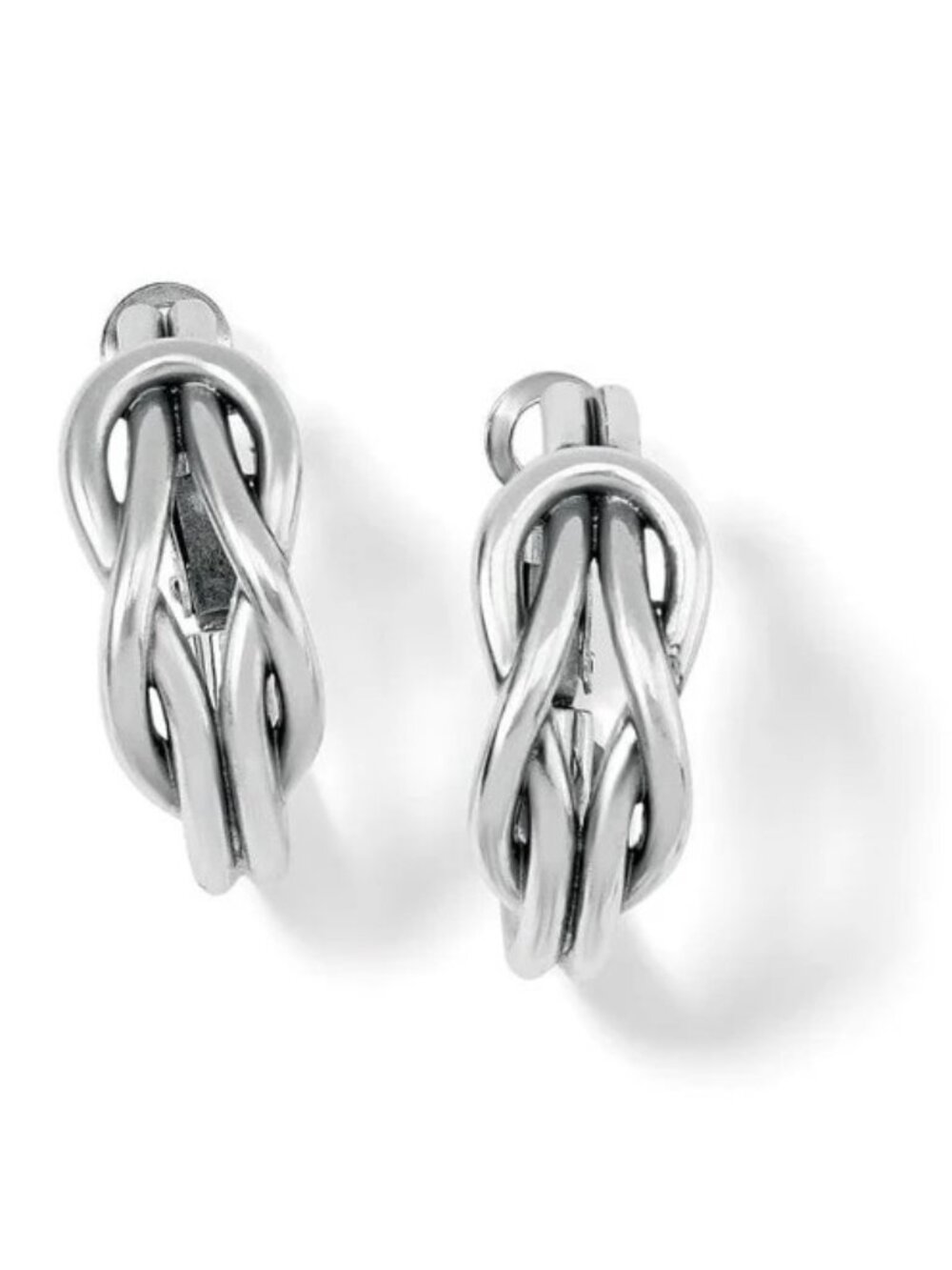 New Brighton Silver Plated Interlok Harmony Lever Back Hoop Earrings